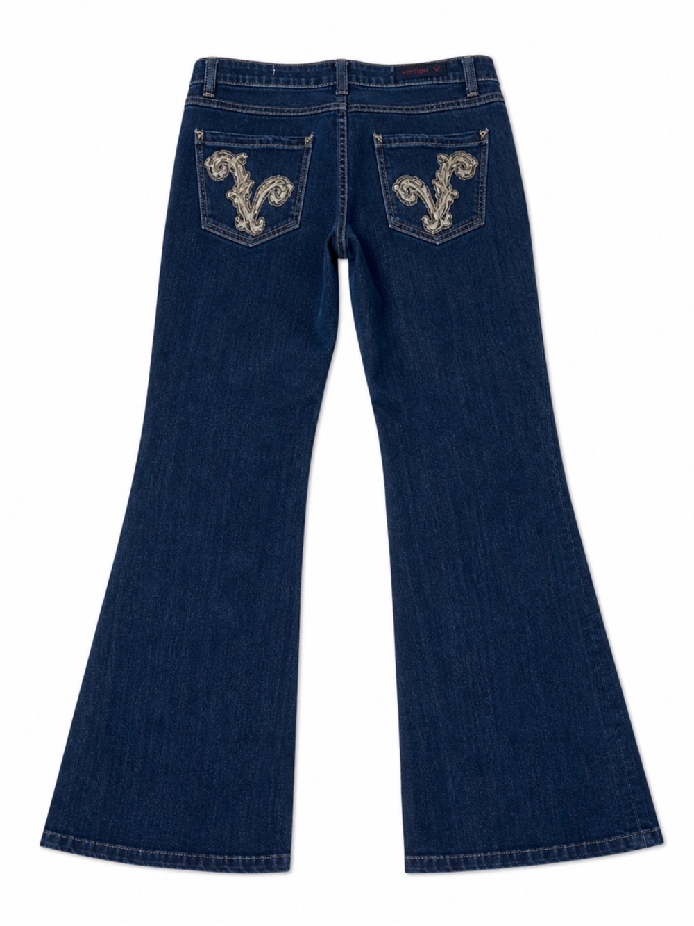 Vertigo Jeans Women’s Embroidered Flare Jeans Dark Wash Y2K Stretch Size 31 - Picture 3 of 9